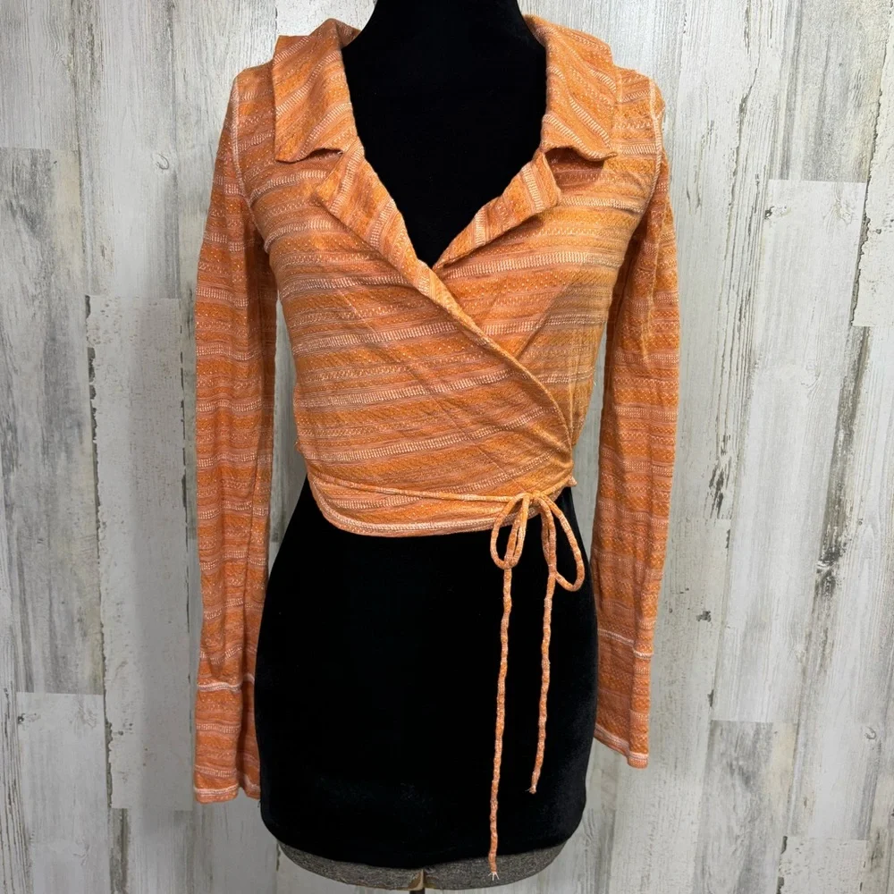 Free People Eloise Boho Orange Wrap Crop Top‎